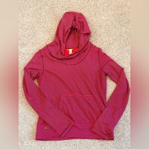 Lolë Pink and Black Striped Hoodie Medium